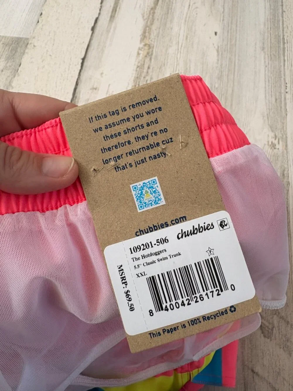 NWT Chubbies Men's Size XXL The Hotdoggers 5.5